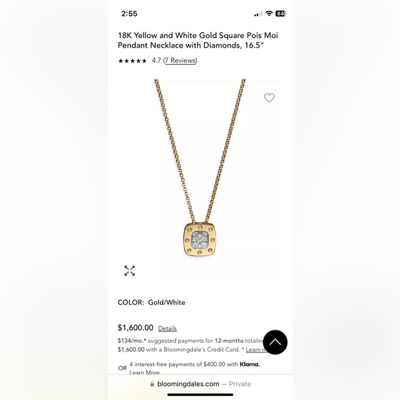 Roberto Coin Gold Pendant with White Pave Diamonds (chain included) Price FIRM - Picture 3 of 8